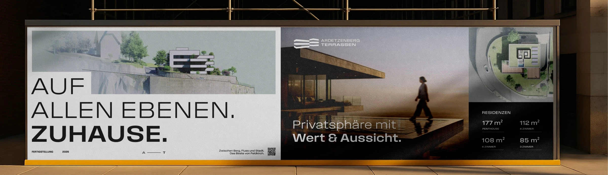 Bauzaun-Plakat „Auf allen Ebenen. Zuhause.“