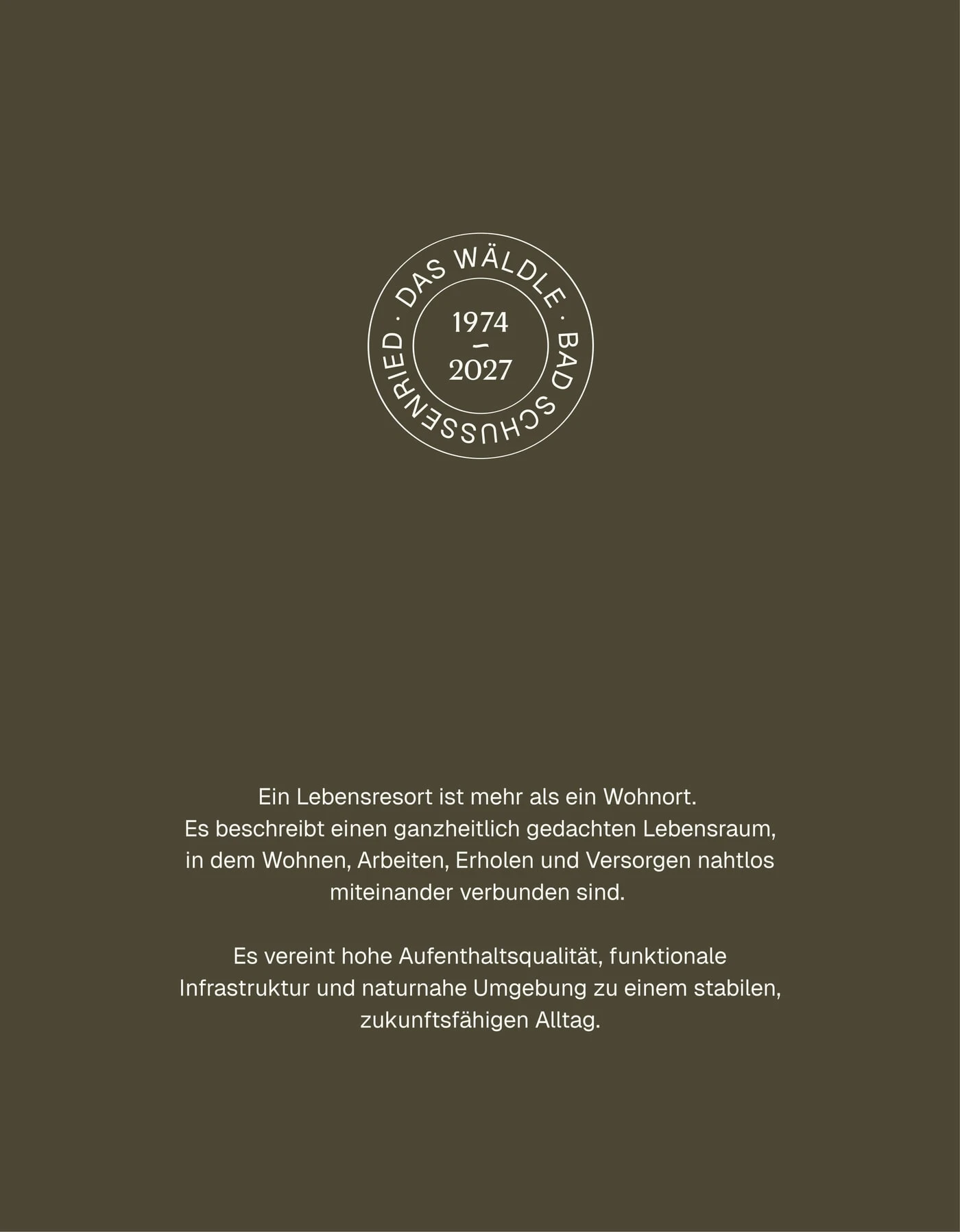 Broschüre mit Siegel „1974 – 2027“